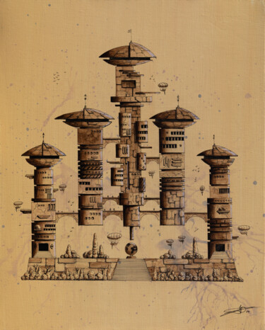 Peinture intitulée "Monochropolis 3" par Pascal Genevois, Œuvre d'art originale, Acrylique Monté sur Châssis en bois