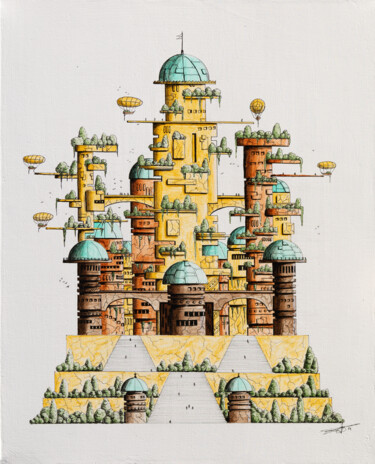 Pintura intitulada "Polychropolis 2" por Pascal Genevois, Obras de arte originais, Acrílico Montado em Armação em madeira