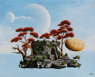 Картина под названием "La porte pour Orion" - Pascal Genevois, Подлинное произведение искусства, Акрил Установлен на Деревян…