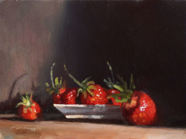 Painting titled "Fraises" by Pascal Giroud, Original Artwork, Oil