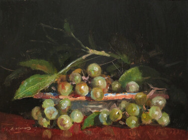 Peinture intitulée "Raisins blancs" par Pascal Giroud, Œuvre d'art originale, Huile