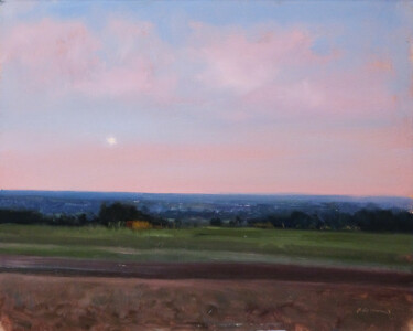 Peinture intitulée "Lune montante dans…" par Pascal Giroud, Œuvre d'art originale, Huile
