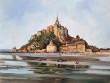 Malerei mit dem Titel "Mont Saint Michel" von Pascal Giroud, Original-Kunstwerk, Öl