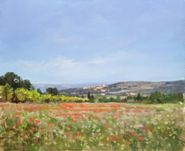 Painting titled "Le Luberon vers Rou…" by Pascal Giroud, Original Artwork, Oil
