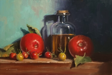 Painting titled "Huile d'olive et to…" by Pascal Giroud, Original Artwork, Oil