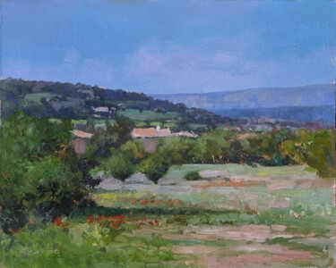Painting titled "Le Luberon vers Apt" by Pascal Giroud, Original Artwork, Oil