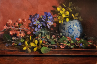 Painting titled "#3923 - Bouquet de…" by Pascal Giroud, Original Artwork, Oil