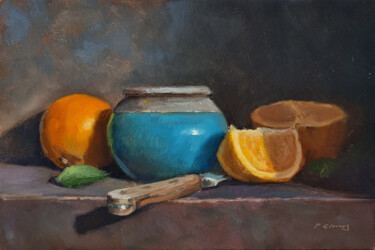 Painting titled "Oranges" by Pascal Giroud, Original Artwork, Oil