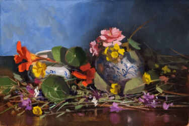 Painting titled "Bouquet Printanier" by Pascal Giroud, Original Artwork, Oil