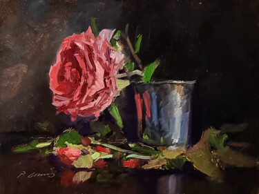 Painting titled "Rose" by Pascal Giroud, Original Artwork, Oil