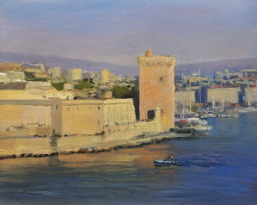 Pintura intitulada "Vieux Port Marseille" por Pascal Giroud, Obras de arte originais, Óleo