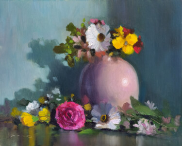 Malerei mit dem Titel "Fleurs de printemps…" von Pascal Giroud, Original-Kunstwerk, Öl
