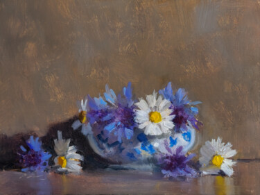 Peinture intitulée "Bleuets et Margueri…" par Pascal Giroud, Œuvre d'art originale, Huile