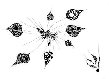 Рисунок под названием "Holed leaves" - Pascal Goumault, Подлинное произведение искусства, Чернила