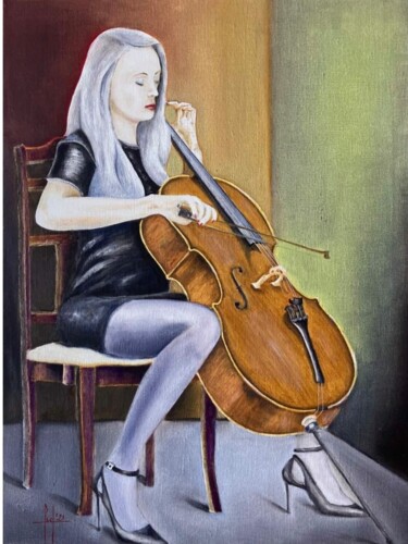 Painting titled "Sarabande" by Pascal Herve, Original Artwork, Oil Mounted on Wood Stretcher frame