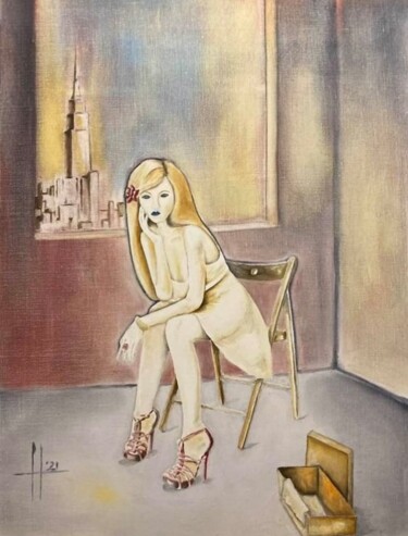 Pintura titulada "Lili aime NYC et se…" por Pascal Herve, Obra de arte original, Oleo Montado en Bastidor de camilla de made…
