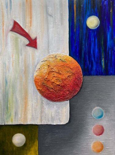 Painting titled "Life on Mars ?" by Pascal Herve, Original Artwork, Acrylic Mounted on Wood Stretcher frame