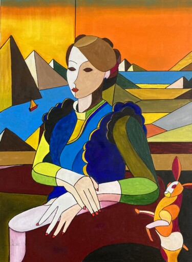 Pittura intitolato "La nuova Donna…" da Pascal Herve, Opera d'arte originale, Olio Montato su Telaio per barella in legno