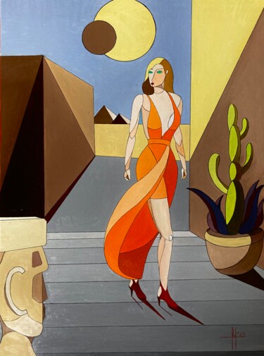 Painting titled "Venus and the eclip…" by Pascal Herve, Original Artwork, Oil Mounted on Wood Stretcher frame
