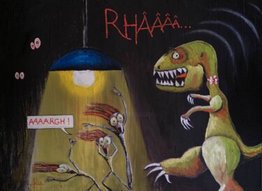 Картина под названием "Children’s nightmare" - Pascal Herve, Подлинное произведение искусства, Масло Установлен на Деревянна…