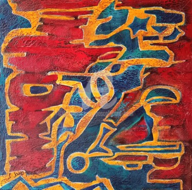 Painting titled "Inukshuk." by Pascal Jourd'Heuil, Original Artwork, Acrylic Mounted on Wood Stretcher frame