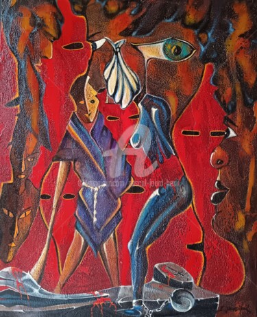 Peinture intitulée "Cauchemar d'une esc…" par Pascal Jourd'Heuil, Œuvre d'art originale, Acrylique Monté sur Panneau de bois