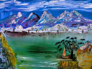 Peinture intitulée "le village des pech…" par Pascal Jung, Œuvre d'art originale, Huile