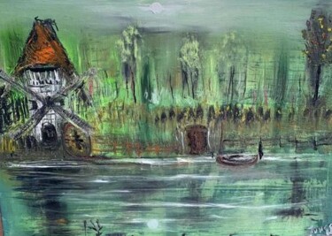 Peinture intitulée "le vieux moulin du…" par Pascal Jung, Œuvre d'art originale, Huile