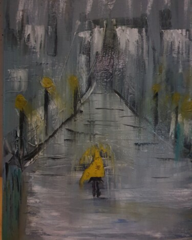 Painting titled "RAIN 1" by Pascal Jung, Original Artwork, Oil