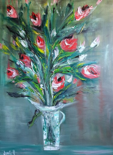Peinture intitulée "Bouquet intemporel" par Pascal Jung, Œuvre d'art originale, Huile