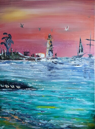 Painting titled "Seascape fossalta 2" by Pascal Jung, Original Artwork, Oil