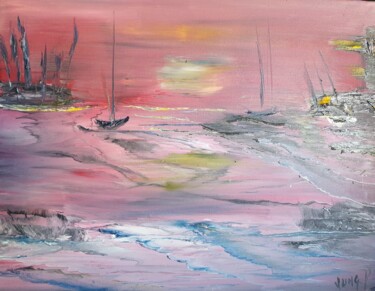 Peinture intitulée "Retour de pêche 2" par Pascal Jung, Œuvre d'art originale, Huile