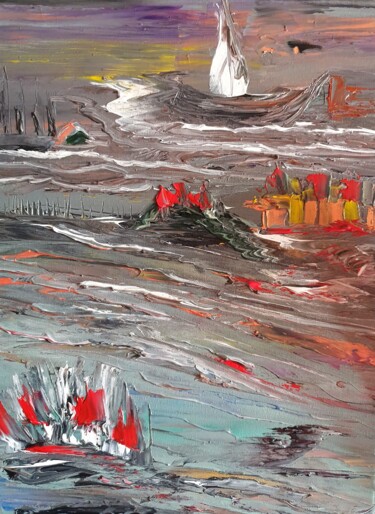 Peinture intitulée "red perdition" par Pascal Jung, Œuvre d'art originale, Huile