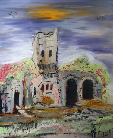 Peinture intitulée "Vieux château en ru…" par Pascal Jung, Œuvre d'art originale, Émail