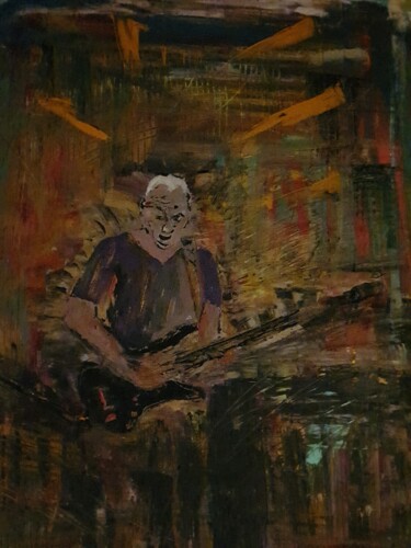 Peinture intitulée "David Gilmour" par Pascal Jung, Œuvre d'art originale, Huile