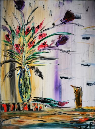 Ζωγραφική με τίτλο "lilly" από Pascal Jung, Αυθεντικά έργα τέχνης, Λάδι