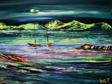 Painting titled "night lights" by Pascal Jung, Original Artwork, Oil