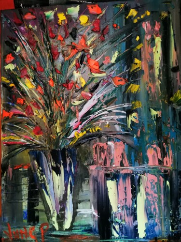 Pittura intitolato "explosion colours" da Pascal Jung, Opera d'arte originale, Olio