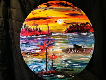 Peinture intitulée "reflections seascape" par Pascal Jung, Œuvre d'art originale, Huile