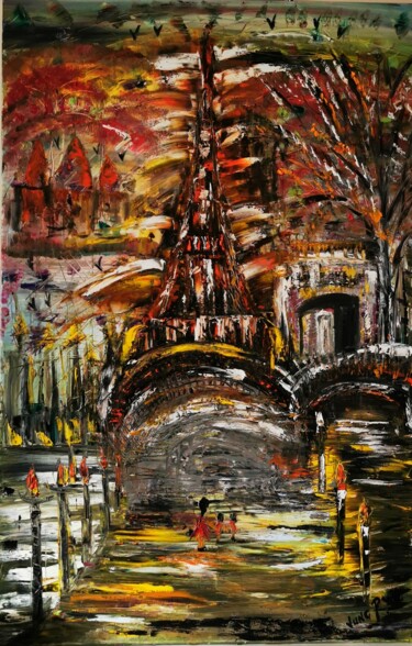 Painting titled "Evocation PARIS" by Pascal Jung, Original Artwork, Oil