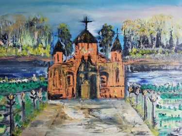 Painting titled "THE OLD CHURCH" by Pascal Jung, Original Artwork, Oil