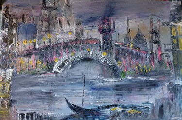 Painting titled "le vieux pont" by Pascal Jung, Original Artwork, Oil