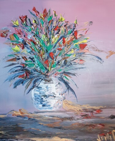 Pintura intitulada "bouquet fleuri" por Pascal Jung, Obras de arte originais, Óleo