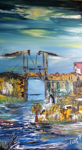 Painting titled "LE PONT DE LA COLLI…" by Pascal Jung, Original Artwork, Oil