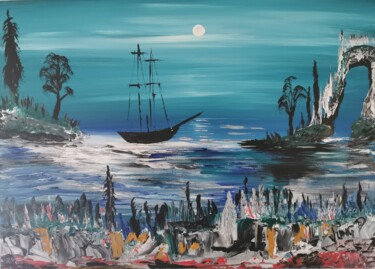 Malerei mit dem Titel "Paradise 2" von Pascal Jung, Original-Kunstwerk, Öl
