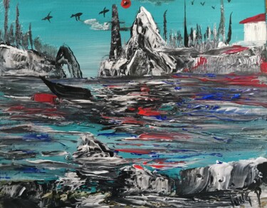 Peinture intitulée "La falaise" par Pascal Jung, Œuvre d'art originale, Huile