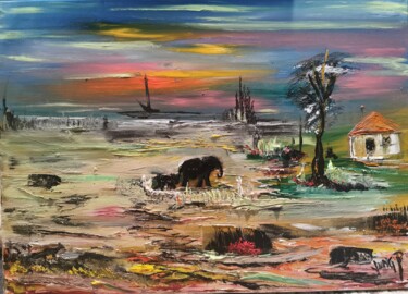 Painting titled "Evasion Africa" by Pascal Jung, Original Artwork, Oil