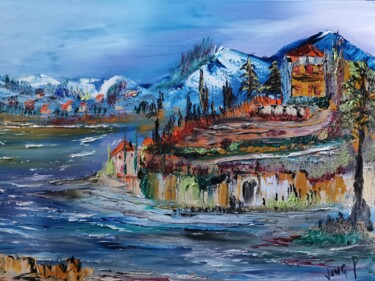 Painting titled "Le lac di birgio" by Pascal Jung, Original Artwork, Oil