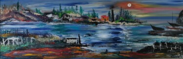 Painting titled "La Baie / evening" by Pascal Jung, Original Artwork, Oil
