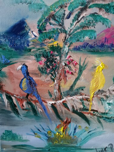 Pintura intitulada "Birds" por Pascal Jung, Obras de arte originais, Óleo
